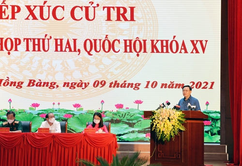 Chủ tịch Quốc hội Vương Đình Huệ tiếp xúc cử tri quận Hồng Bàng, Hải Phòng